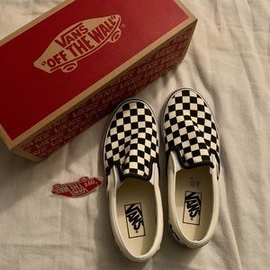 Checkered slip on vans